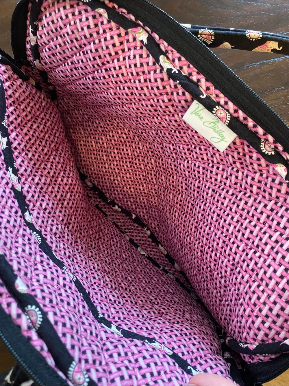 Vera Bradley Navy Quilted Laptop Bag with Pink Floral Elephants